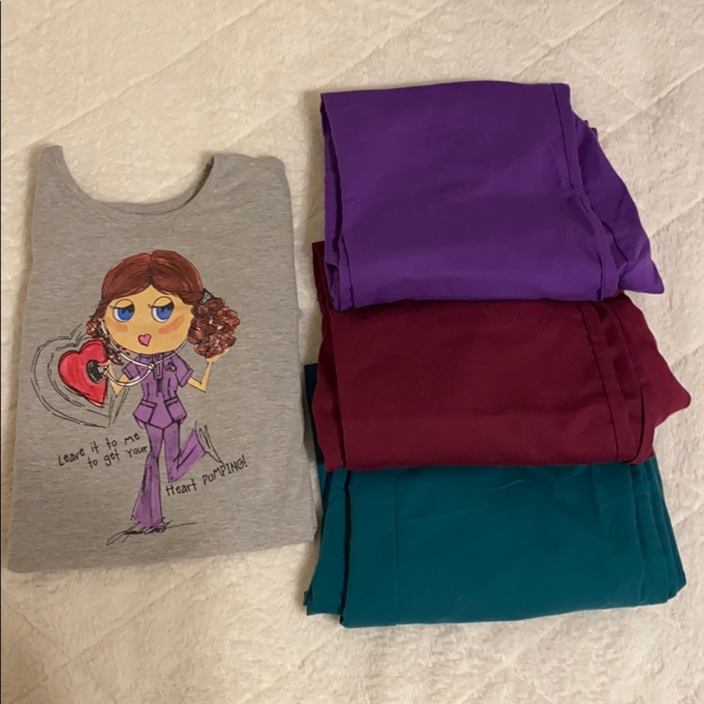 Nursing Bundle! One top and three scrub pants